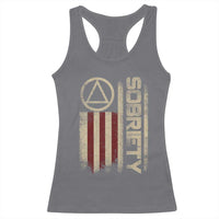 Sober AA NA Sobriety Anniversary Racerback Tank Top Alcoholism Addiction Recovery Vintage American Flag