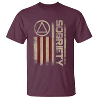 Sober AA NA Sobriety Anniversary T Shirt Alcoholism Addiction Recovery Vintage American Flag