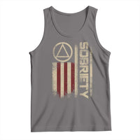 Sober AA NA Sobriety Anniversary Tank Top Alcoholism Addiction Recovery Vintage American Flag