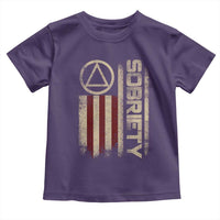 Sober AA NA Sobriety Anniversary Toddler T Shirt Alcoholism Addiction Recovery Vintage American Flag