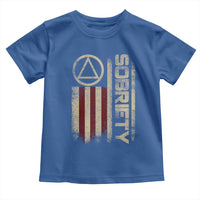 Sober AA NA Sobriety Anniversary Toddler T Shirt Alcoholism Addiction Recovery Vintage American Flag