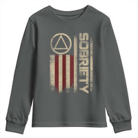 Sober AA NA Sobriety Anniversary Youth Sweatshirt Alcoholism Addiction Recovery Vintage American Flag