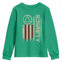 Sober AA NA Sobriety Anniversary Youth Sweatshirt Alcoholism Addiction Recovery Vintage American Flag