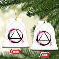 AA Sober Symbol Serenity Recovery Ceramic Ornament Japanese Cherry Blossom Brushstroke Circle