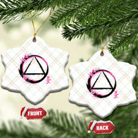 AA Sober Symbol Serenity Recovery Ceramic Ornament Japanese Cherry Blossom Brushstroke Circle