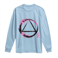 AA Sober Symbol Serenity Recovery Long Sleeve Shirt Japanese Cherry Blossom Brushstroke Circle