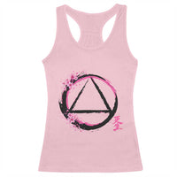 AA Sober Symbol Serenity Recovery Racerback Tank Top Japanese Cherry Blossom Brushstroke Circle