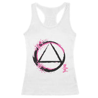 AA Sober Symbol Serenity Recovery Racerback Tank Top Japanese Cherry Blossom Brushstroke Circle