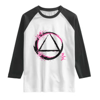AA Sober Symbol Serenity Recovery Raglan Shirt Japanese Cherry Blossom Brushstroke Circle