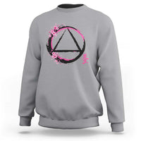 AA Sober Symbol Serenity Recovery Sweatshirt Japanese Cherry Blossom Brushstroke Circle