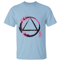 AA Sober Symbol Serenity Recovery T Shirt Japanese Cherry Blossom Brushstroke Circle
