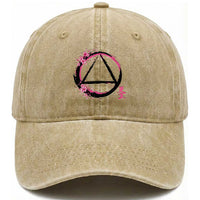 AA Sober Symbol Serenity Recovery Washed Cotton Baseball Cap Japanese Cherry Blossom Brushstroke Circle