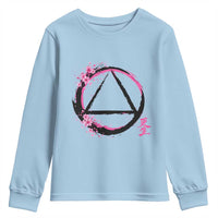 AA Sober Symbol Serenity Recovery Youth Sweatshirt Japanese Cherry Blossom Brushstroke Circle