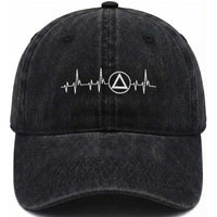 Sober Recover Sobriety Heartbeat EKG Pulse Recovery Washed Cotton Baseball Cap