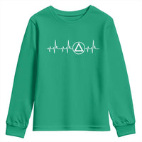Sober Recover Sobriety Heartbeat EKG Pulse Recovery Youth Sweatshirt