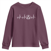 Sober Recover Sobriety Heartbeat EKG Pulse Recovery Youth Sweatshirt
