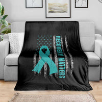 Recovery Matter Sobriety Anniversary Sober AA NA Throw Blanket Vintage American Flag