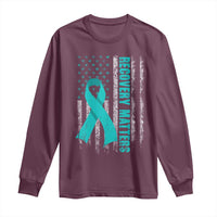 Recovery Matter Sobriety Anniversary Sober AA NA Long Sleeve Shirt Vintage American Flag