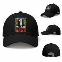 1 Year Of Being Sober Baseball Cap 1 Year Sobriety Anniversary Addiction Recovery