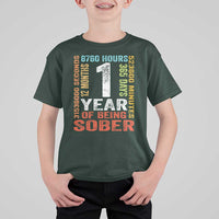 1 Year Of Being Sober T Shirt For Kid 1 Year Sobriety Anniversary Addiction Recovery
