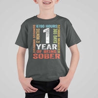 1 Year Of Being Sober T Shirt For Kid 1 Year Sobriety Anniversary Addiction Recovery
