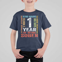 1 Year Of Being Sober T Shirt For Kid 1 Year Sobriety Anniversary Addiction Recovery