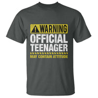 13th Birthday T Shirt Warning Official Teenager May Contain Attitude Funny 13 Years Old