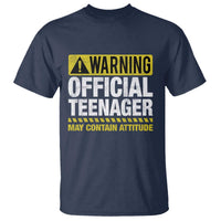 13th Birthday T Shirt Warning Official Teenager May Contain Attitude Funny 13 Years Old