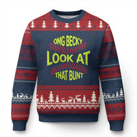 OMG Becky Look At That Bunt Funny Softball Ugly Christmas Sweater