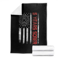 5 Years Sober Throw Blanket 5 Years Sobriety Anniversary Vintage American Flag