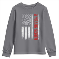 3 Years Sober Youth Sweatshirt 3 Years Sobriety Anniversary Vintage American Flag
