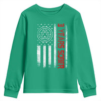 3 Years Sober Youth Sweatshirt 3 Years Sobriety Anniversary Vintage American Flag