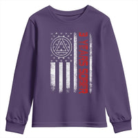 3 Years Sober Youth Sweatshirt 3 Years Sobriety Anniversary Vintage American Flag