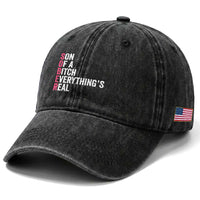Sobriety Anniversary Washed Cotton Baseball Cap Sober Son Of A Bitch Everythings Real Pink AA NA