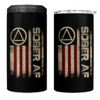 Sober AF 4 in 1 Can Cooler Tumbler Alcoholism Addiction Recovery Rehabilitation Vintage American Flag