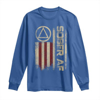 Sober AF Long Sleeve Shirt Alcoholism Addiction Recovery Rehabilitation Vintage American Flag