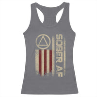 Sober AF Racerback Tank Top Alcoholism Addiction Recovery Rehabilitation Vintage American Flag