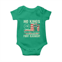 Funny No Kings Fight Oligarchy Baby Onesie Betsy Ross Flag Hand Fist - Wonder Print Shop