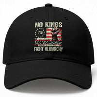 Funny No Kings Fight Oligarchy Baseball Cap Betsy Ross Flag Hand Fist