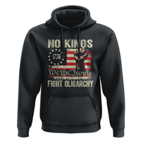 Funny No Kings Fight Oligarchy Hoodie Betsy Ross Flag Hand Fist - Wonder Print Shop