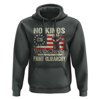 Funny No Kings Fight Oligarchy Hoodie Betsy Ross Flag Hand Fist - Wonder Print Shop