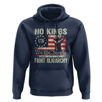 Funny No Kings Fight Oligarchy Hoodie Betsy Ross Flag Hand Fist - Wonder Print Shop