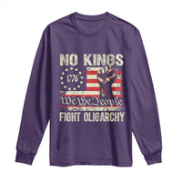Funny No Kings Fight Oligarchy Long Sleeve Shirt Betsy Ross Flag Hand Fist - Wonder Print Shop