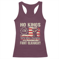 Funny No Kings Fight Oligarchy Racerback Tank Top Betsy Ross Flag Hand Fist - Wonder Print Shop