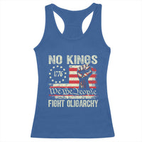 Funny No Kings Fight Oligarchy Racerback Tank Top Betsy Ross Flag Hand Fist - Wonder Print Shop