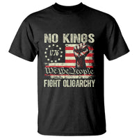 Funny No Kings Fight Oligarchy T Shirt Betsy Ross Flag Hand Fist - Wonder Print Shop