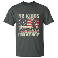 Funny No Kings Fight Oligarchy T Shirt Betsy Ross Flag Hand Fist - Wonder Print Shop