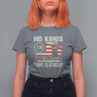 Funny No Kings Fight Oligarchy T Shirt For Women Betsy Ross Flag Hand Fist - Wonder Print Shop