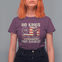Funny No Kings Fight Oligarchy T Shirt For Women Betsy Ross Flag Hand Fist - Wonder Print Shop
