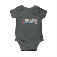 Funny No Faux King Way 8647 Baby Onesie Vintage American Flag